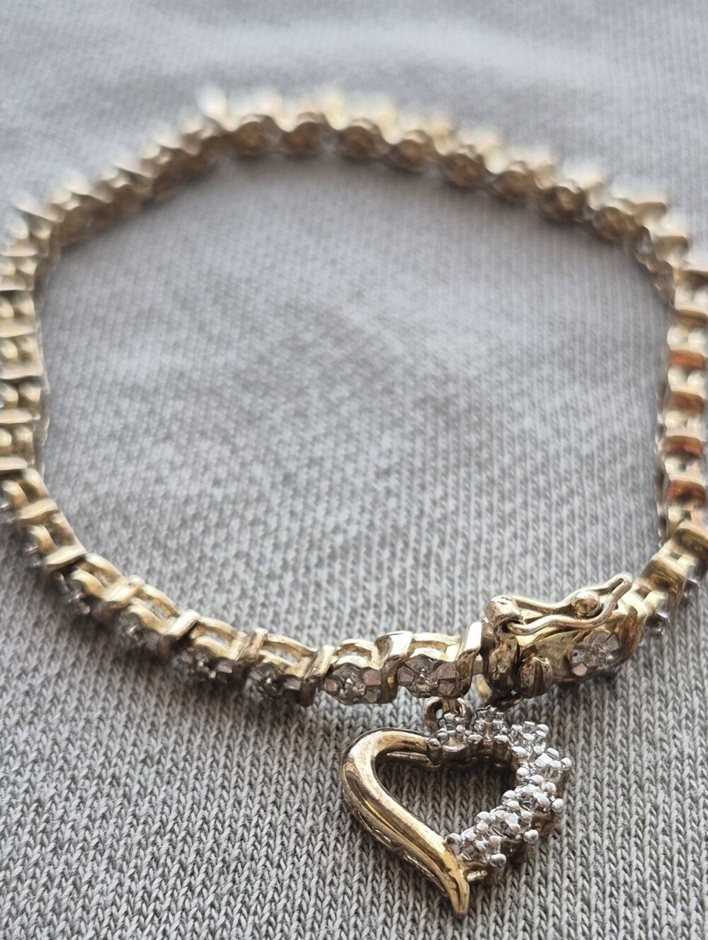 Gold Crystal Heart Charm Bracelet - Women Jewelry